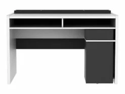 Bureau ASERRI Avec Rangements - Blanc Et Anthracite -mobilier de bureau Shop bureau 439297