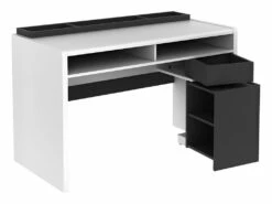 Bureau ASERRI Avec Rangements - Blanc Et Anthracite -mobilier de bureau Shop bureau 439299