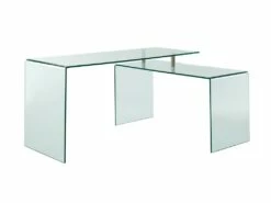 Bureau D'angle ELSTRON - Verre Courbé - Transparent -mobilier de bureau Shop bureau 444499