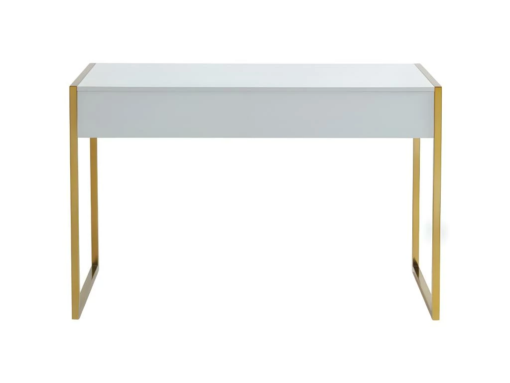 Bureau Avec 2 Tiroirs - MDF Laqué Et Métal - Blanc Et Doré - MASON De Pascal Morabito 6 Bureau Avec 2 Tiroirs - MDF Laqué Et Métal - Blanc Et Doré - MASON De Pascal Morabito – Image 6