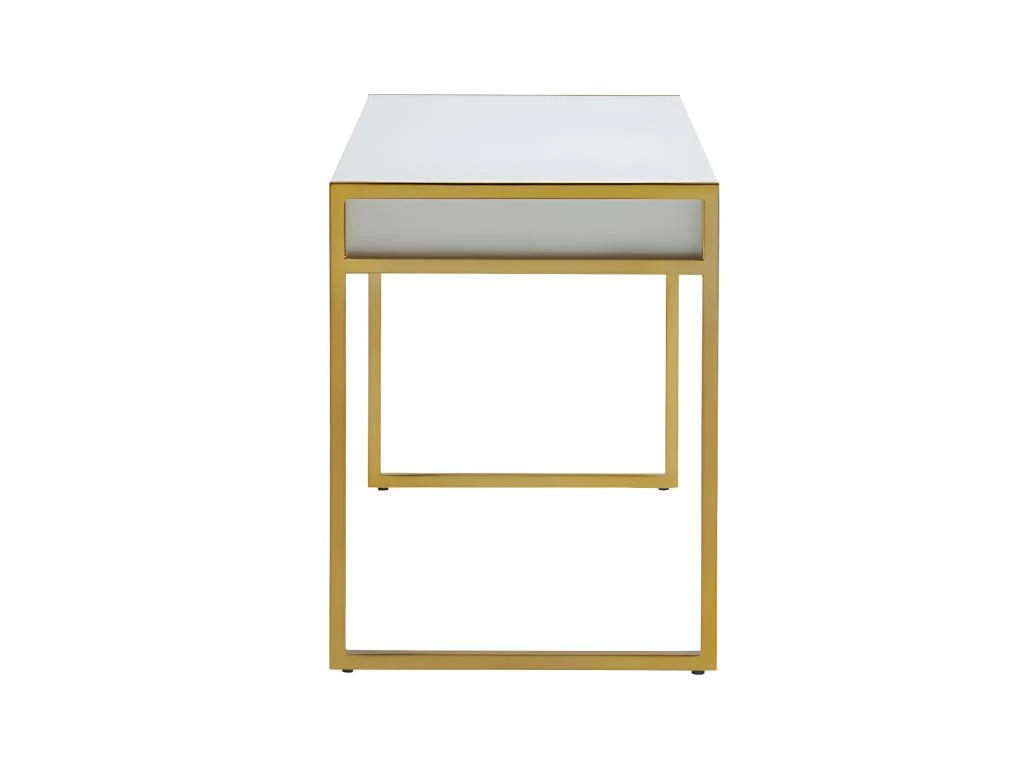 Bureau Avec 2 Tiroirs - MDF Laqué Et Métal - Blanc Et Doré - MASON De Pascal Morabito 5 Bureau Avec 2 Tiroirs - MDF Laqué Et Métal - Blanc Et Doré - MASON De Pascal Morabito – Image 5