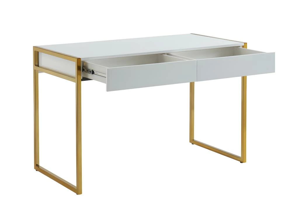 Bureau Avec 2 Tiroirs - MDF Laqué Et Métal - Blanc Et Doré - MASON De Pascal Morabito 4 Bureau Avec 2 Tiroirs - MDF Laqué Et Métal - Blanc Et Doré - MASON De Pascal Morabito – Image 4