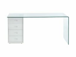 Bureau MURIEL Avec Rangements - 4 Tiroirs - Verre Trempé & MDF -mobilier de bureau Shop bureau 446845