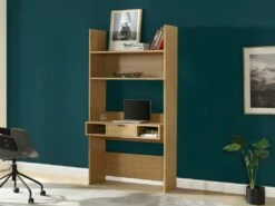 Bureau VASSILI - 1 Tiroir Et 3 Niches - Coloris : Chêne