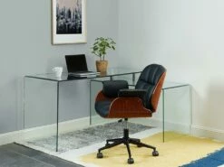 Bureau D'angle ELSTRON - Verre Courbé - Transparent