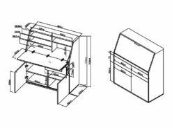 Secrétaire BAGUA - 2 Portes Et 2 Tiroirs - MDF - Blanc Laqué -mobilier de bureau Shop bureau 453693
