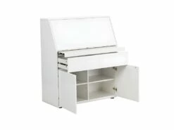 Secrétaire BAGUA - 2 Portes Et 2 Tiroirs - MDF - Blanc Laqué -mobilier de bureau Shop bureau 453711