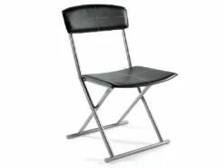 Lot De 4 Chaises Pliantes PVC Polyuréthane En Noir