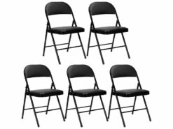 Lot De 5 Chaises Pliantes Noires Rembourrées 7house