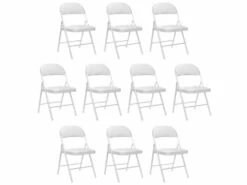 Lot De 10 Chaises Pliantes Blanches Rembourrées 7house