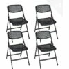 Lot De 4 Chaises Pliables Métal Et Plastique Ajouré SABA (Noir)