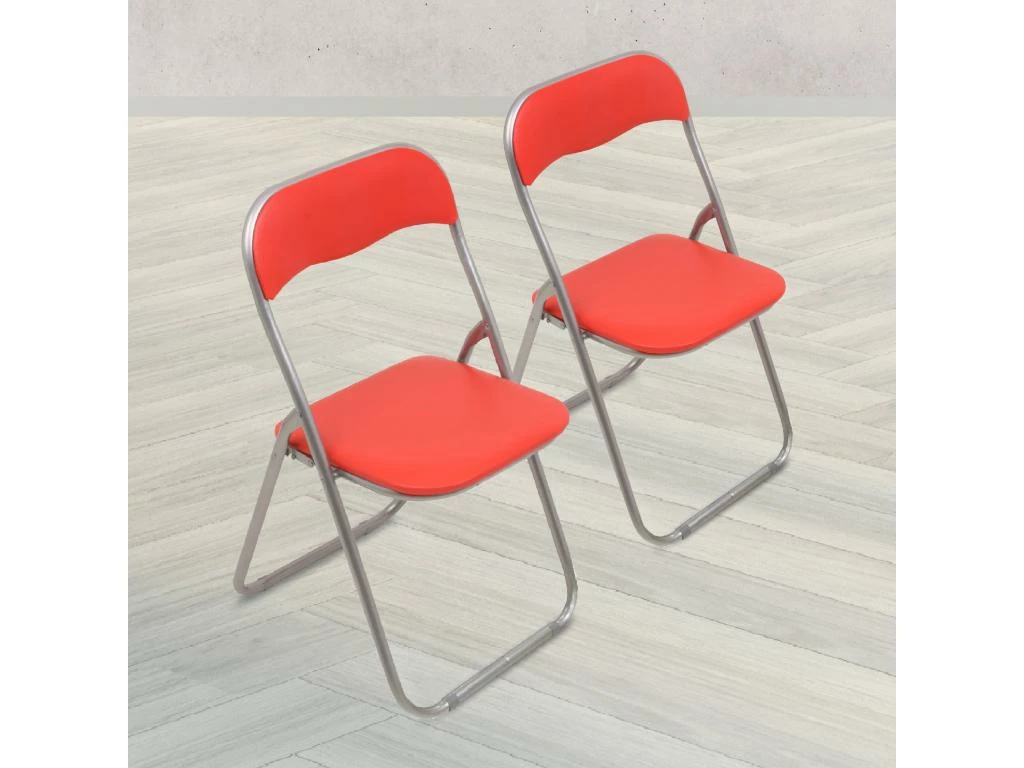 Chaise Marbella, Ensemble De Deux Chaises Pliantes, Siège De Réunion Peu Encombrant, Fauteuil De Salle D'attente, 43x47h78 Cm, Rouge 2 Chaise Marbella, Ensemble De Deux Chaises Pliantes, Siège De Réunion Peu Encombrant, Fauteuil De Salle D'attente, 43x47h78 Cm, Rouge – Image 2