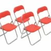 Chaise Dminut, Ensemble De Quatre Chaises Pliantes, Siège De Réunion Peu Encombrant, Fauteuil De Salle D'attente, 43x47h78 Cm, Rouge