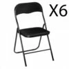 Lot De 6 Chaises Pliantes En Métal Coloris Noir - Longueur 44 X Profondeur 48 X Hauteur 79 Cm