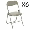 Lot De 6 Chaises Pliantes En Métal Coloris Taupe - Longueur 44 X Profondeur 48 X Hauteur 79 Cm