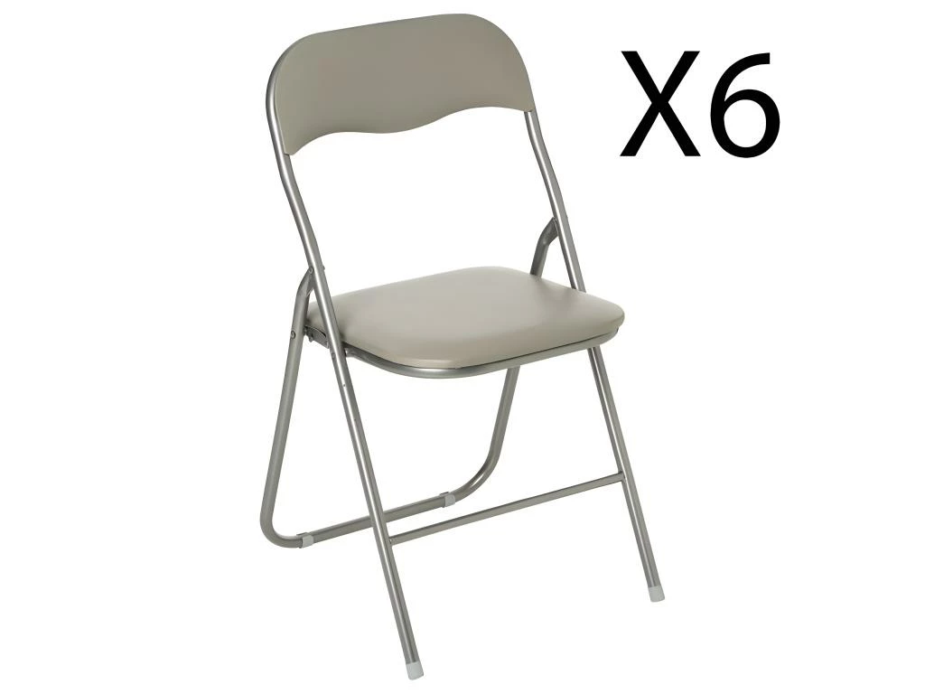 Lot De 6 Chaises Pliantes En Métal Coloris Taupe - Longueur 44 X Profondeur 48 X Hauteur 79 Cm 1 Lot De 6 Chaises Pliantes En Métal Coloris Taupe - Longueur 44 X Profondeur 48 X Hauteur 79 Cm