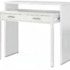 Bureau Console Extensible Coloris Blanc Artik - 87 X 98 X 36 Cm