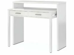 Bureau Console Extensible Coloris Blanc Artik - 87 X 98 X 36 Cm