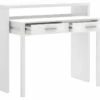 Console Extensible Bureau coloris blanc Brillant - Longueur 99 X Profondeur 36 X Hauteur 88 Cm