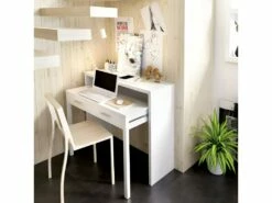 Console Extensible Bureau coloris blanc Brillant - Longueur 99 X Profondeur 36 X Hauteur 88 Cm -mobilier de bureau Shop console 10148819