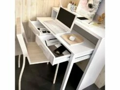 Console Extensible Bureau coloris blanc Brillant - Longueur 99 X Profondeur 36 X Hauteur 88 Cm -mobilier de bureau Shop console 10148821