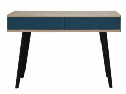Console Chêne Blanchi Massif Et Laqué, 2 Tiroirs - 120L X 42P