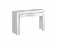 Bureau Console Design Collection DOHA Coloris Blanc Finitions Argentées