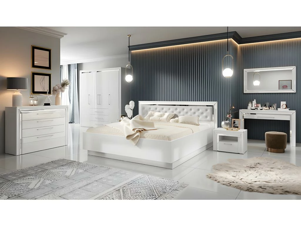 Bureau Console Design Collection DOHA Coloris Blanc Finitions Argentées 3 Bureau Console Design Collection DOHA Coloris Blanc Finitions Argentées – Image 3