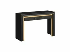 Bureau Console Design Collection DOHA Coloris Noir Mat Et Finitions Dorées