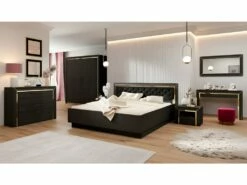 Bureau Console Design Collection DOHA Coloris Noir Mat Et Finitions Dorées -mobilier de bureau Shop console 13232609