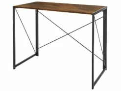 Bureau Dhicke, Bureau Linéaire, Bureau Polyvalent, Bureau Fixe Peu Encombrant, 50x99h76 Cm, Noyer Et Noir
