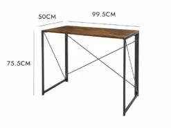 Bureau Dhicke, Bureau Linéaire, Bureau Polyvalent, Bureau Fixe Peu Encombrant, 50x99h76 Cm, Noyer Et Noir -mobilier de bureau Shop console 14504239