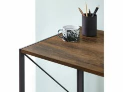 Bureau Dhicke, Bureau Linéaire, Bureau Polyvalent, Bureau Fixe Peu Encombrant, 50x99h76 Cm, Noyer Et Noir -mobilier de bureau Shop console 14504241