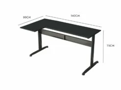 Bureau Dmarian, Bureau D'angle, Bureau Polyvalent, Bureau Fixe Peu Encombrant, 80x140h75 Cm, Noir -mobilier de bureau Shop console 14504249