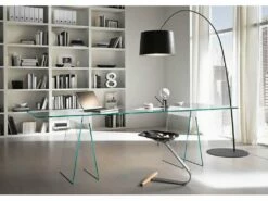 Bureau Dminier, Bureau Linéaire, Bureau Polyvalent, Bureau Fixe Peu Encombrant, 180x90h75 Cm, Transparent -mobilier de bureau Shop console 14504263