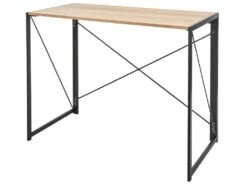 Bureau Dmancos, Bureau Linéaire, Bureau Polyvalent, Bureau Fixe Peu Encombrant, 50x100h76 Cm, Chêne Et Noir
