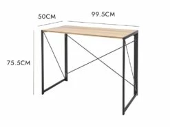 Bureau Dmancos, Bureau Linéaire, Bureau Polyvalent, Bureau Fixe Peu Encombrant, 50x100h76 Cm, Chêne Et Noir -mobilier de bureau Shop console 14504269
