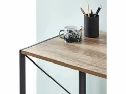 Bureau Dmancos, Bureau Linéaire, Bureau Polyvalent, Bureau Fixe Peu Encombrant, 50x100h76 Cm, Chêne Et Noir -mobilier de bureau Shop console 14504271