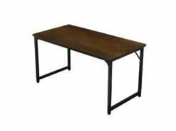 Bureau Dlosch, Bureau Linéaire, Bureau Polyvalent, Bureau Fixe Peu Encombrant, 58x128h75 Cm, Noyer Et Noir