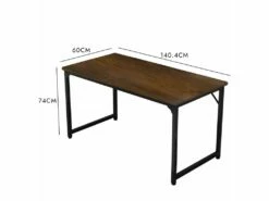 Bureau Dlosch, Bureau Linéaire, Bureau Polyvalent, Bureau Fixe Peu Encombrant, 58x128h75 Cm, Noyer Et Noir -mobilier de bureau Shop console 14504279