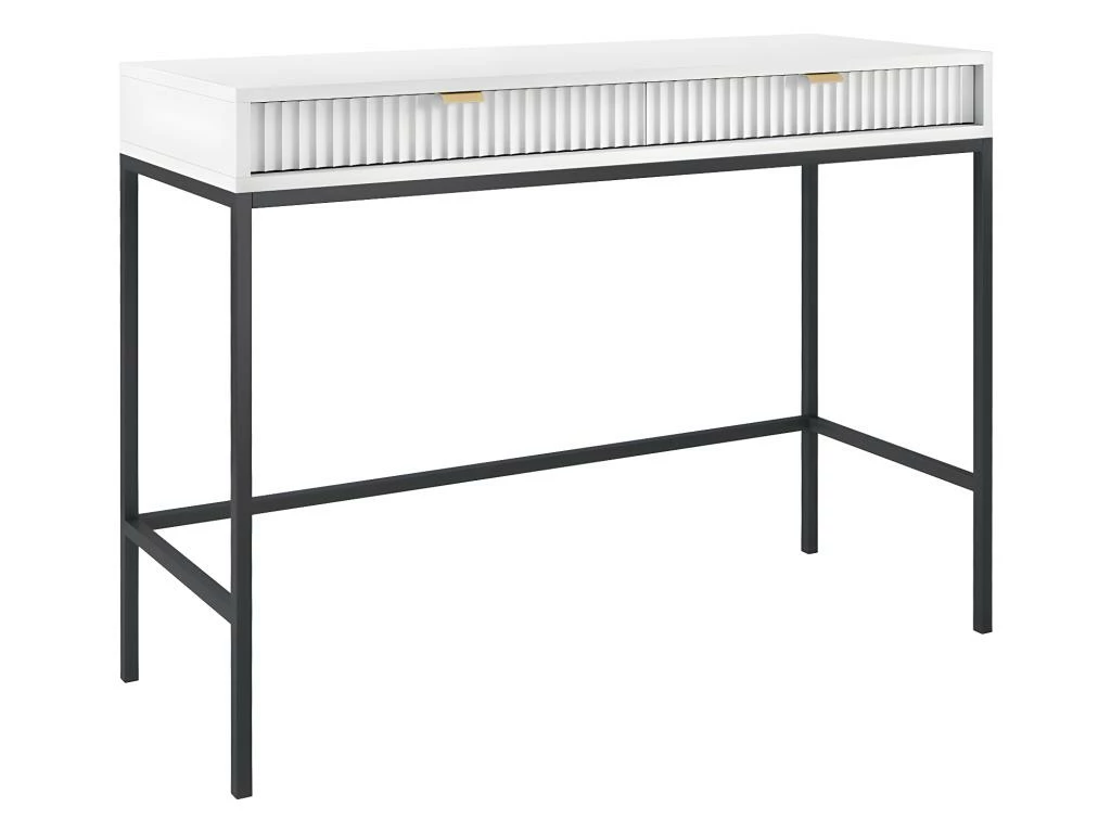 Bureau Console 2 Tiroirs Rava Blanc 1 Bureau Console 2 Tiroirs Rava Blanc