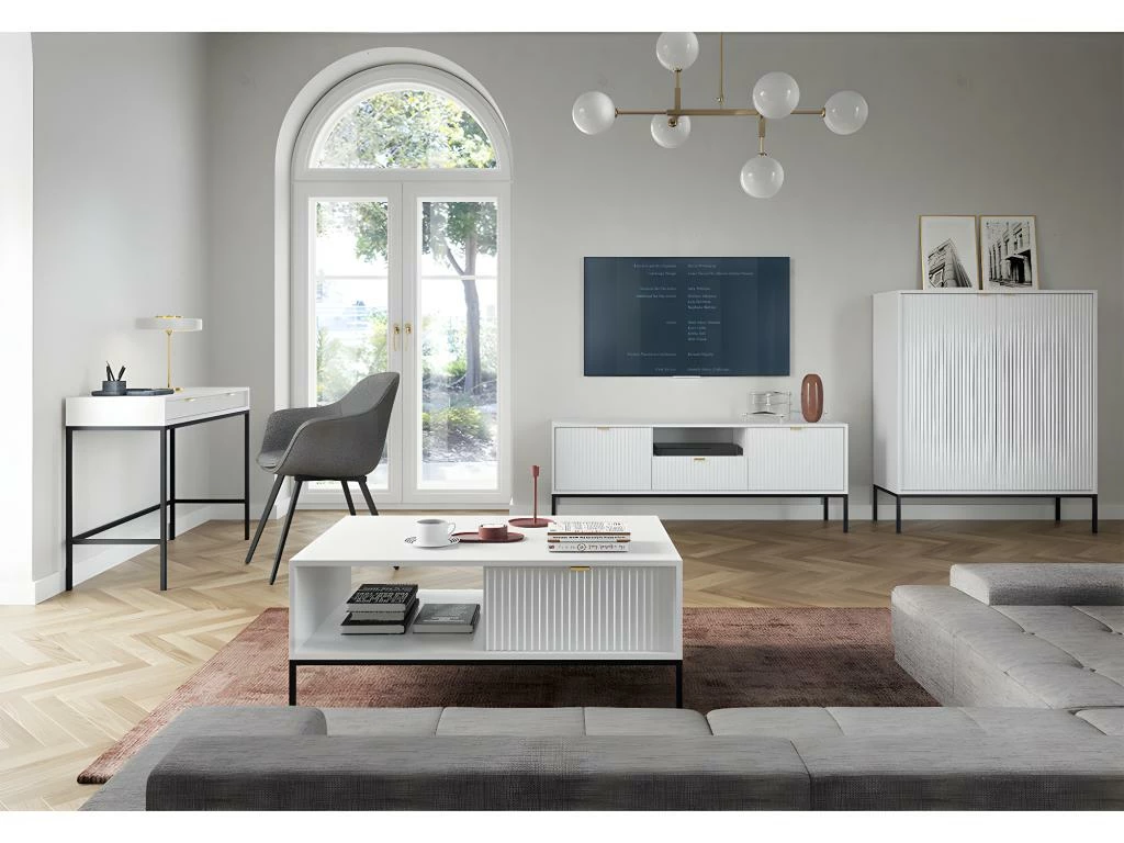 Bureau Console 2 Tiroirs Rava Blanc 5 Bureau Console 2 Tiroirs Rava Blanc – Image 5