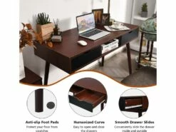 Bureau D'ordinateur, Bureau Pc 120 Cm, Avec 2 Tiroirs Et Compartiment De Rangement Ouvert -mobilier de bureau Shop console 19406807