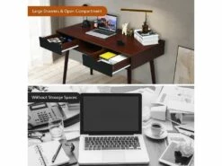 Bureau D'ordinateur, Bureau Pc 120 Cm, Avec 2 Tiroirs Et Compartiment De Rangement Ouvert -mobilier de bureau Shop console 19406809