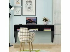 Bureau Murale Avec 3 Etagéres De Rangement 108 X 53 X 52 Cm Table Pour, étude, Cuisine, Bar -mobilier de bureau Shop console 19406817