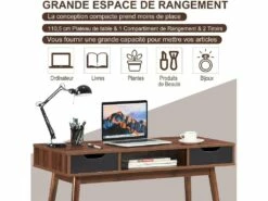 Bureau D'ordinateur Avec 2 Tiroirs De Rangement, Table D'ordinateur Portable Moderne -mobilier de bureau Shop console 19406865