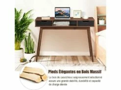 Bureau D'ordinateur Avec 2 Tiroirs De Rangement, Table D'ordinateur Portable Moderne -mobilier de bureau Shop console 19406867
