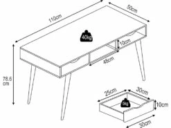 Bureau D'ordinateur Avec 2 Tiroirs De Rangement, Table D'ordinateur Portable Moderne -mobilier de bureau Shop console 19406869