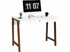 Bureau Informatique 103 X 50 X 76,5cm Table En Bois Avec Grand Plan De Travail