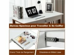 Bureau Informatique 103 X 50 X 76,5cm Table En Bois Avec Grand Plan De Travail -mobilier de bureau Shop console 19406885